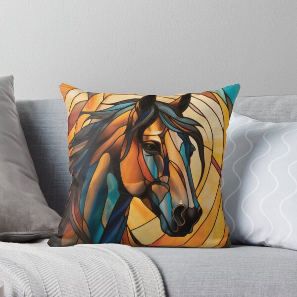 Item preview, Majestic Sunlit Horse Portrait Stained Glass Artwork designed and sold by pinkal.