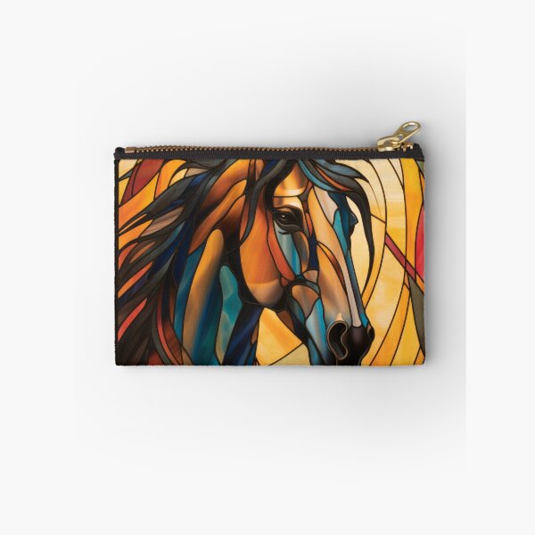 Item preview, Majestic Sunlit Horse Portrait Stained Glass Artwork designed and sold by pinkal.