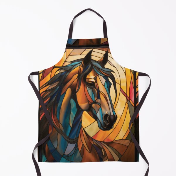 Item preview, Majestic Sunlit Horse Portrait Stained Glass Artwork designed and sold by pinkal.