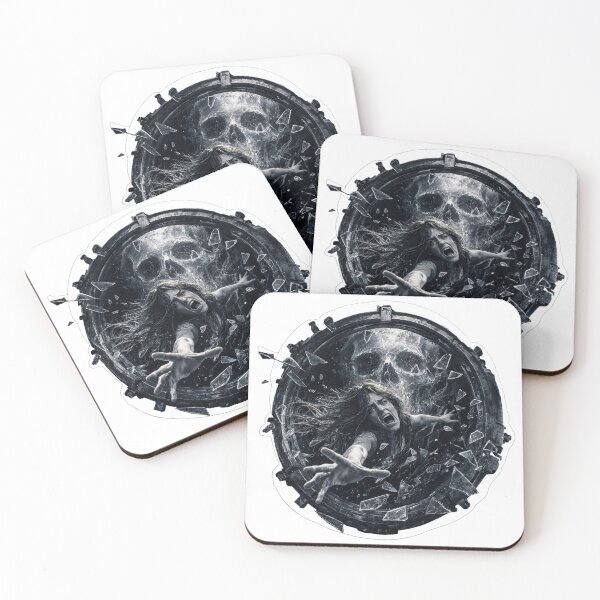 Item preview, Woman reaching through broken portal with large skull as clean cutout designed and sold by Creative88Art.