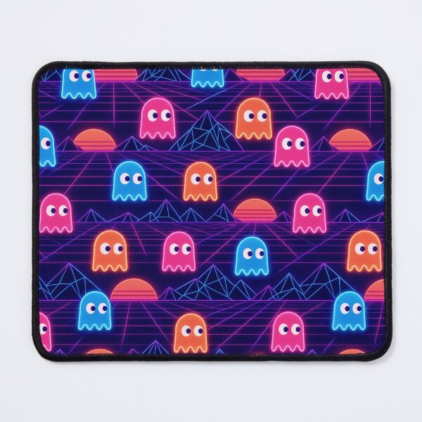 Item preview, Neon Arcade Ghosts And Retro Grids Halloween Seamless Pattern Sunset Coral designed and sold by StickyGuys.