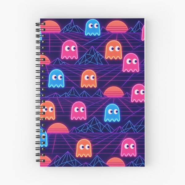 Item preview, Neon Arcade Ghosts And Retro Grids Halloween Seamless Pattern Sunset Coral designed and sold by StickyGuys.