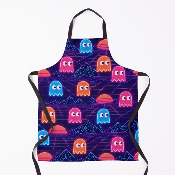 Item preview, Neon Arcade Ghosts And Retro Grids Halloween Seamless Pattern Sunset Coral designed and sold by StickyGuys.