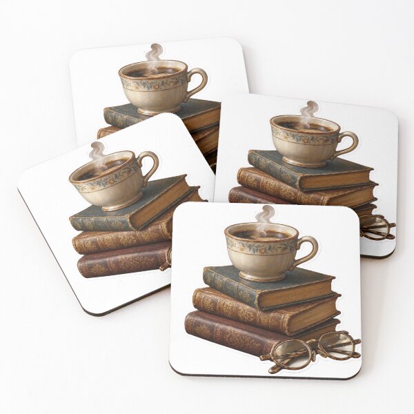 Item preview, Steaming Coffee Balanced On Antique Volumes Dark Academia Cocoa Brown designed and sold by StickyGuys.