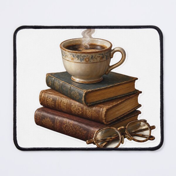 Item preview, Steaming Coffee Balanced On Antique Volumes Dark Academia Cocoa Brown designed and sold by StickyGuys.