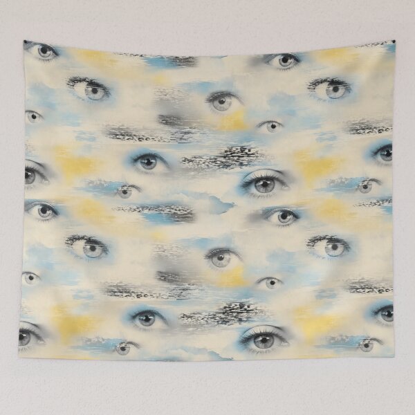 Item preview, Floating Eyes And Analogue Static Weirdcore Seamless Pattern Bone White designed and sold by StickyGuys.
