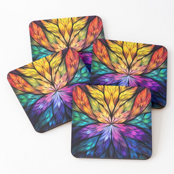 Item preview, Vibrant Stained Glass Rainbow Botanical Lotus Artwork designed and sold by pinkal.