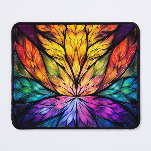 Item preview, Vibrant Stained Glass Rainbow Botanical Lotus Artwork designed and sold by pinkal.