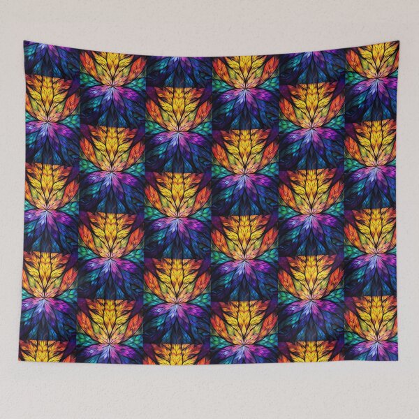 Item preview, Vibrant Stained Glass Rainbow Botanical Lotus Artwork designed and sold by pinkal.