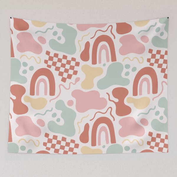 Item preview, Abstract Arches Blobs And Squiggles Danish Pastel Seamless Pattern Pale Mint designed and sold by StickyGuys.