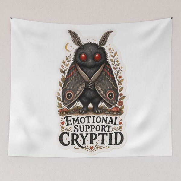 Item preview, Emotional Support Cryptid Tiny Mothman Companion Mustard Yellow designed and sold by StickyGuys.
