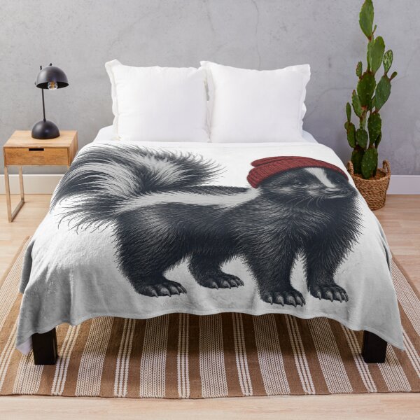 Item preview, Cute Skunk in Red Beanie Hat designed and sold by Silvered-Wings.