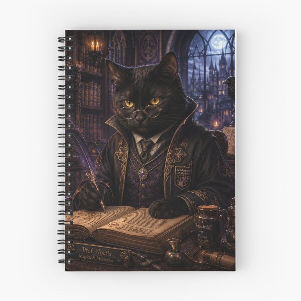 Item preview, Bombay Black Cat Wizard Professor Writing Spell Book Gothic Halloween designed and sold by Ghostlycats2026.