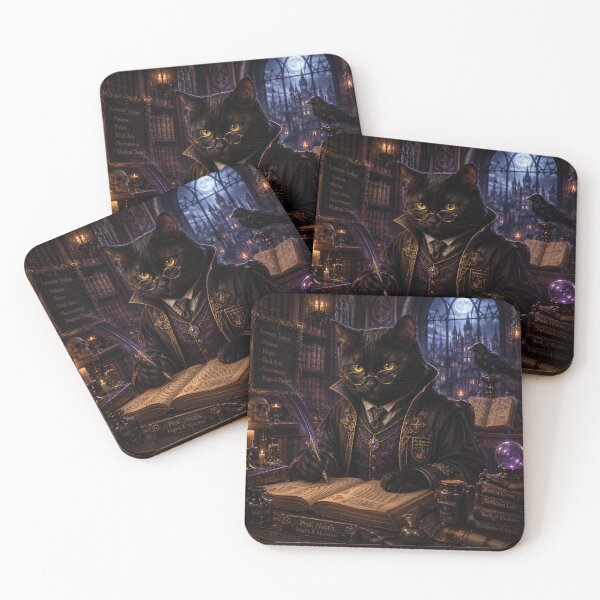 Item preview, Bombay Black Cat Wizard Professor Writing Spell Book Gothic Halloween designed and sold by Ghostlycats2026.
