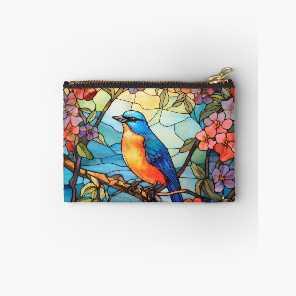 Item preview, Songbird in Cherry Blossom Tree Stained Glass Artwork designed and sold by pinkal.