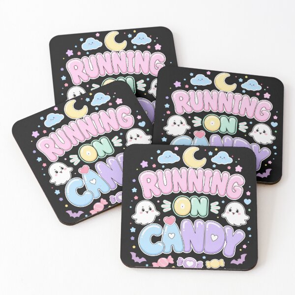 Item preview, Running on Candy – Cute Kawaii Halloween Ghost Typography designed and sold by Revyra Design .