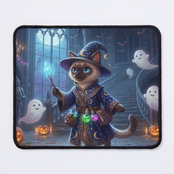 Aperçu de l'œuvre Chat siamois magicien pour Halloween – Adorable chaton fantôme magique et fantastique créée et vendue par Ghostlycats2026.