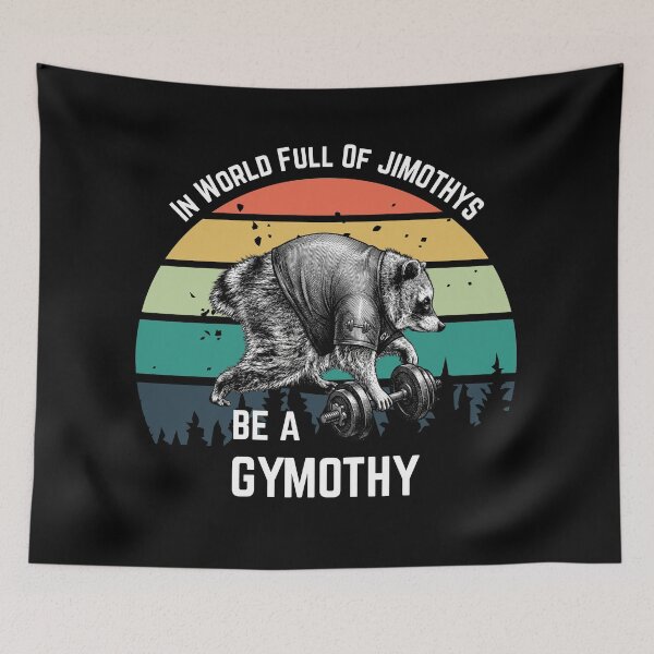 Item preview, Vintage Jimothy Raccoon Gym Design | Retro Sunset Lifting Trash Panda Graphic Tee | Funny Workout Fitness Weightlifting designed and sold by WillCraftx.