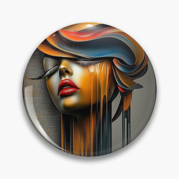 Item preview, Abstract Surreal Woman Portrait Gold Orange Liquid Melting Art designed and sold by Joshbrowny.
