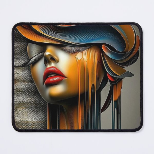Item preview, Abstract Surreal Woman Portrait Gold Orange Liquid Melting Art designed and sold by Joshbrowny.