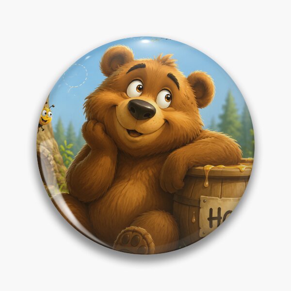 Item preview, Cute Bear with Honey Barrel & Happy Bees designed and sold by LinaDesign Store.