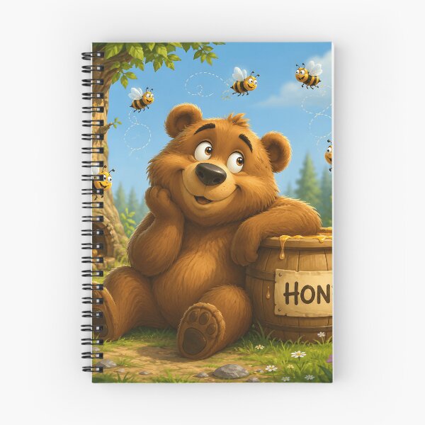 Item preview, Cute Bear with Honey Barrel & Happy Bees designed and sold by LinaDesign Store.