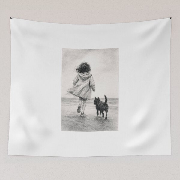 Item preview, Walk by the sea - Girl and her dog designed and sold by Natalia-Vlad.