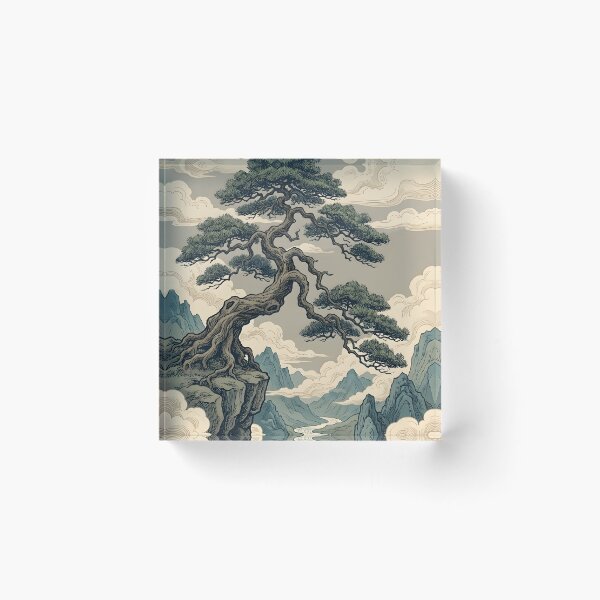 Item preview, Serene Mountain Landscape with Bonsai Tree designed and sold by Elsdansby.