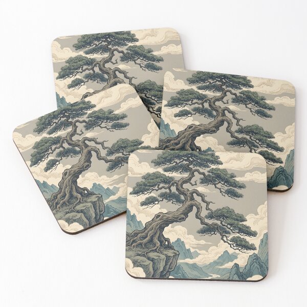 Item preview, Serene Mountain Landscape with Bonsai Tree designed and sold by Elsdansby.