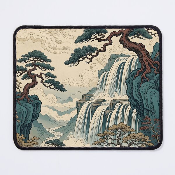 Item preview, Mountain Waterfall with Bonsai Trees designed and sold by Elsdansby.