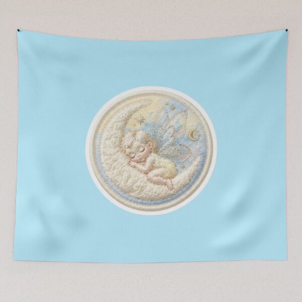 Item preview, Sleeping Fairy Baby Resting Gently On The Crescent Moon designed and sold by Azurart2.
