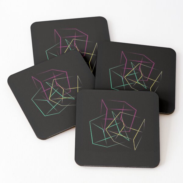 Item preview, Glowing Neon Geometric Cubes Art - Cyberpunk Wireframe 3D Geometry Graphic designed and sold by GrimNest.