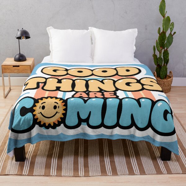 Item preview, Good Things Are Coming Retro Groovy Bubbly Typography Rainbow and Sun Aesthetic Graphic Art designed and sold by Karina Creative Studio.