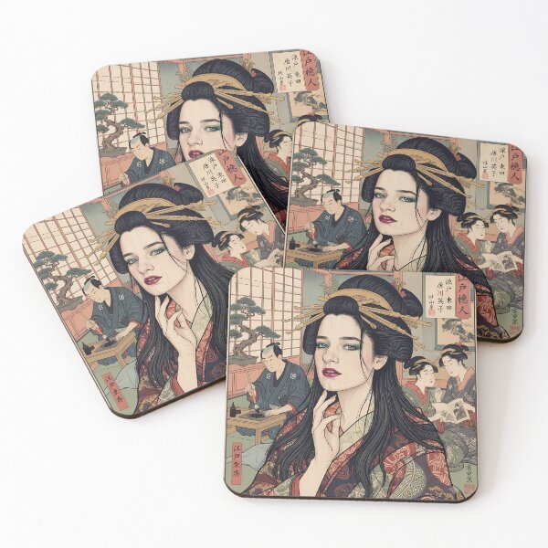 Item preview, Japanese Ukiyo-e Geisha Woodblock Art Modern Vintage Fusion designed and sold by TwinTorious.