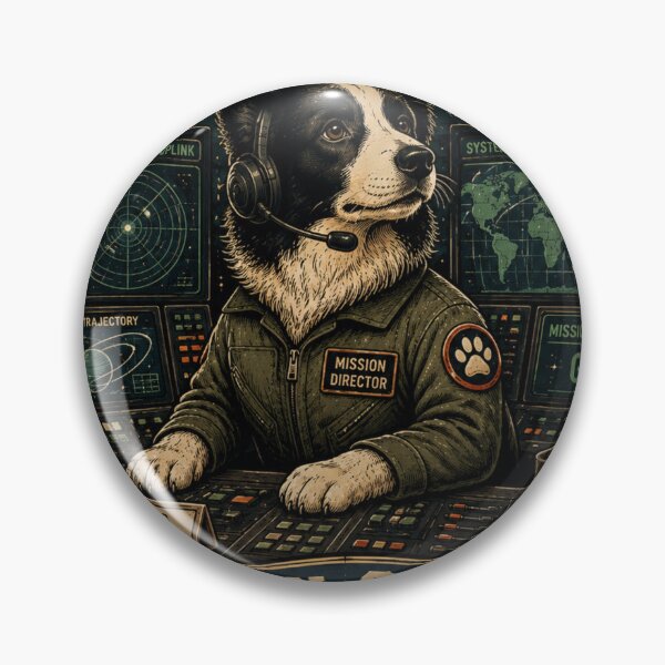 Item preview, Border Collie Mission Control Vintage Space Dog Retro Sci-Fi Badge T-Shirt designed and sold by TeeVibeHaus.