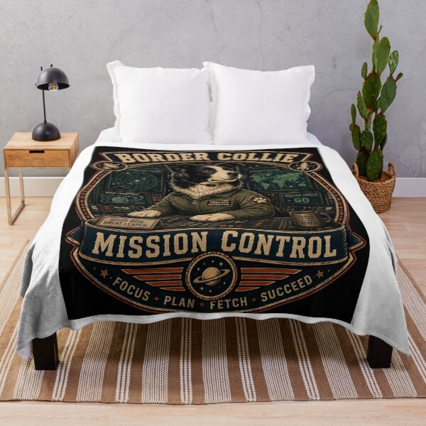 Item preview, Border Collie Mission Control Vintage Space Dog Retro Sci-Fi Badge T-Shirt designed and sold by TeeVibeHaus.