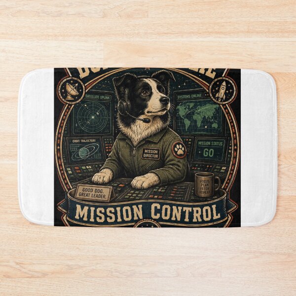 Item preview, Border Collie Mission Control Vintage Space Dog Retro Sci-Fi Badge T-Shirt designed and sold by TeeVibeHaus.