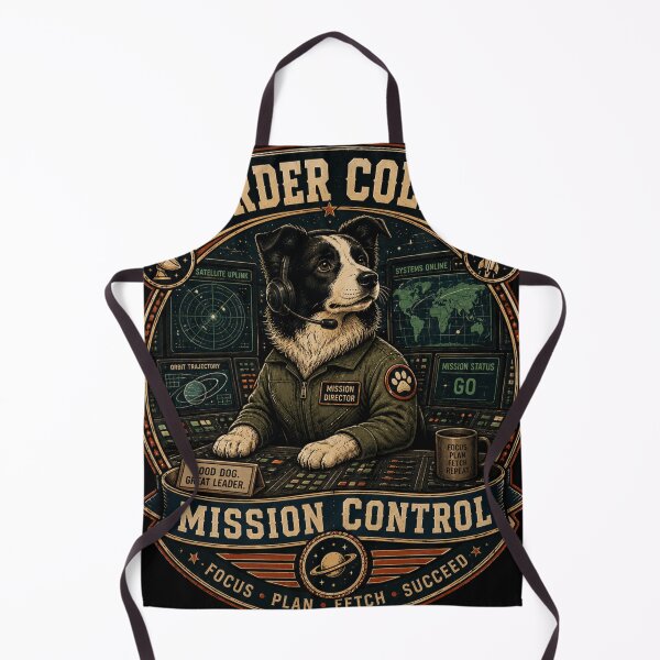 Item preview, Border Collie Mission Control Vintage Space Dog Retro Sci-Fi Badge T-Shirt designed and sold by TeeVibeHaus.