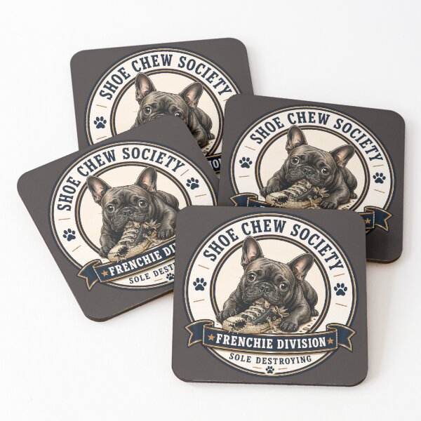 Item preview, Shoe Chew Society - Frenchie Division - Sole Destroying/ Funny French Bulldog Badge Logo  designed and sold by Halejo68.