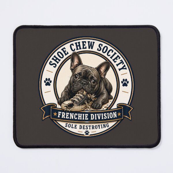 Item preview, Shoe Chew Society - Frenchie Division - Sole Destroying/ Funny French Bulldog Badge Logo  designed and sold by Halejo68.