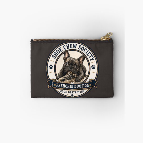 Item preview, Shoe Chew Society - Frenchie Division - Sole Destroying/ Funny French Bulldog Badge Logo  designed and sold by Halejo68.