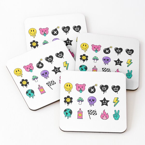 Item preview, Pop Art Graffiti Drippy Sticker Pack Melting Smiley Skull Bear Set designed and sold by InfiniteOrbit.