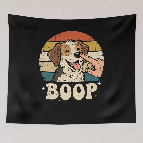 Item preview, BOOP Funny Dog Nose Tap Retro Sunset Puppy designed and sold by snowry.