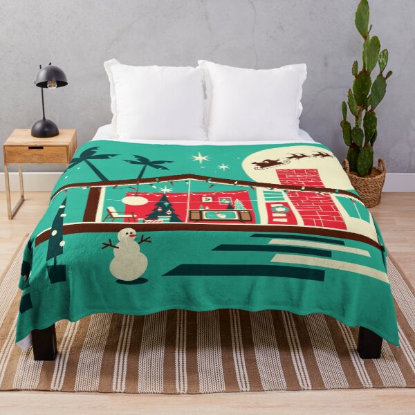 Item preview, MCM Christmas greeting Mid Century style home Retro Living room with Christmas Tree television and furniture designed and sold by Jdawnink.