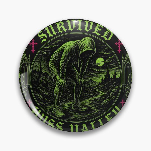 Item preview, Huss Valley Survived Huss Valley - Gothic Neon Badge designed and sold by Uglyandcute.