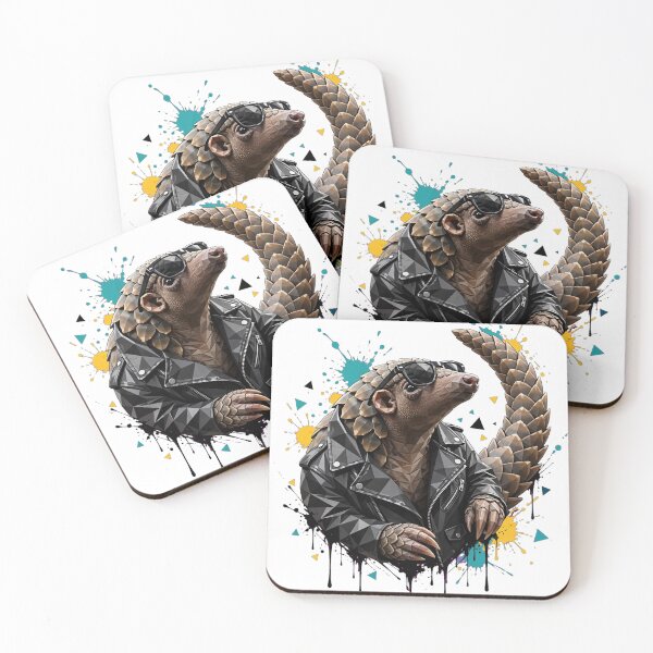 Item preview,  Cool Pangolin in Leather Jacket - Low Poly Punk Streetwear Art designed and sold by ExpressoJungle.