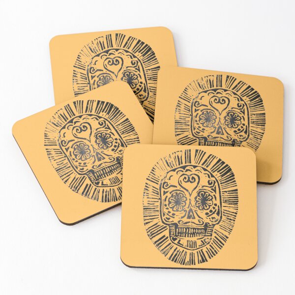 Item preview, Sugar Skull Lino Print designed and sold by SombreroDoodles.
