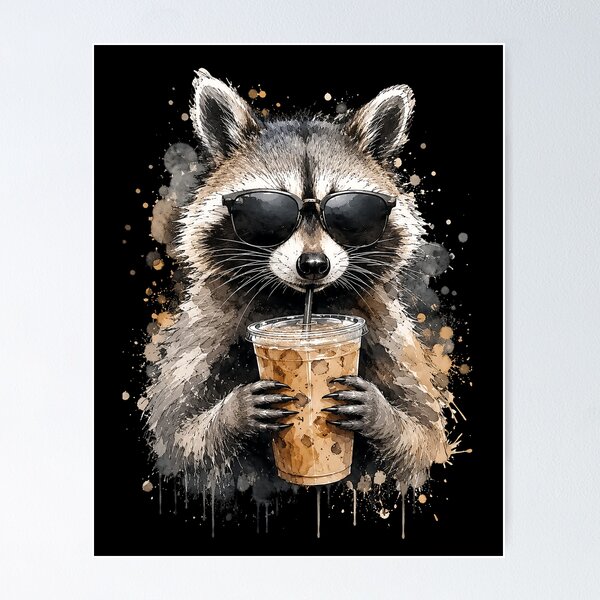 Item preview, Caffeinated Raccoon Watercolor designed and sold by JasKei-Designs.