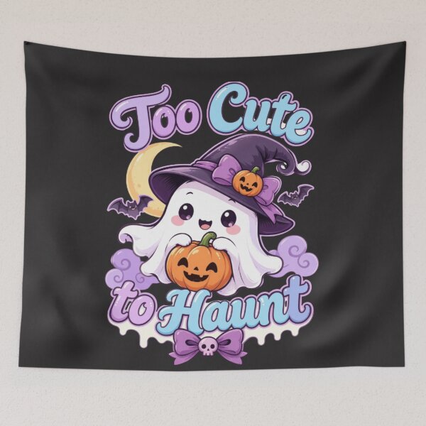 Artikelvorschau, Too Cute to Haunt – Cute Halloween Ghost Typography entworfen und verkauft von Revyra Design .
