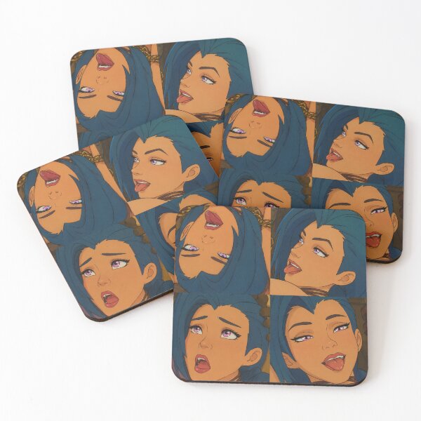 Item preview, Chaotic Blue-Haired Gunner Expressions | Playful Anime Pin-Up Collage | Classic Western Animation Art designed and sold by  Hollow Moon Studios..